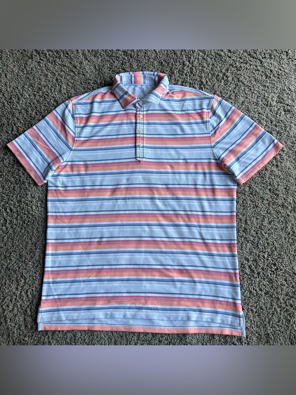 Johnnie O Polo Mens Large Multicolored Gulf Blue 4Way Stretch Performance Shirt